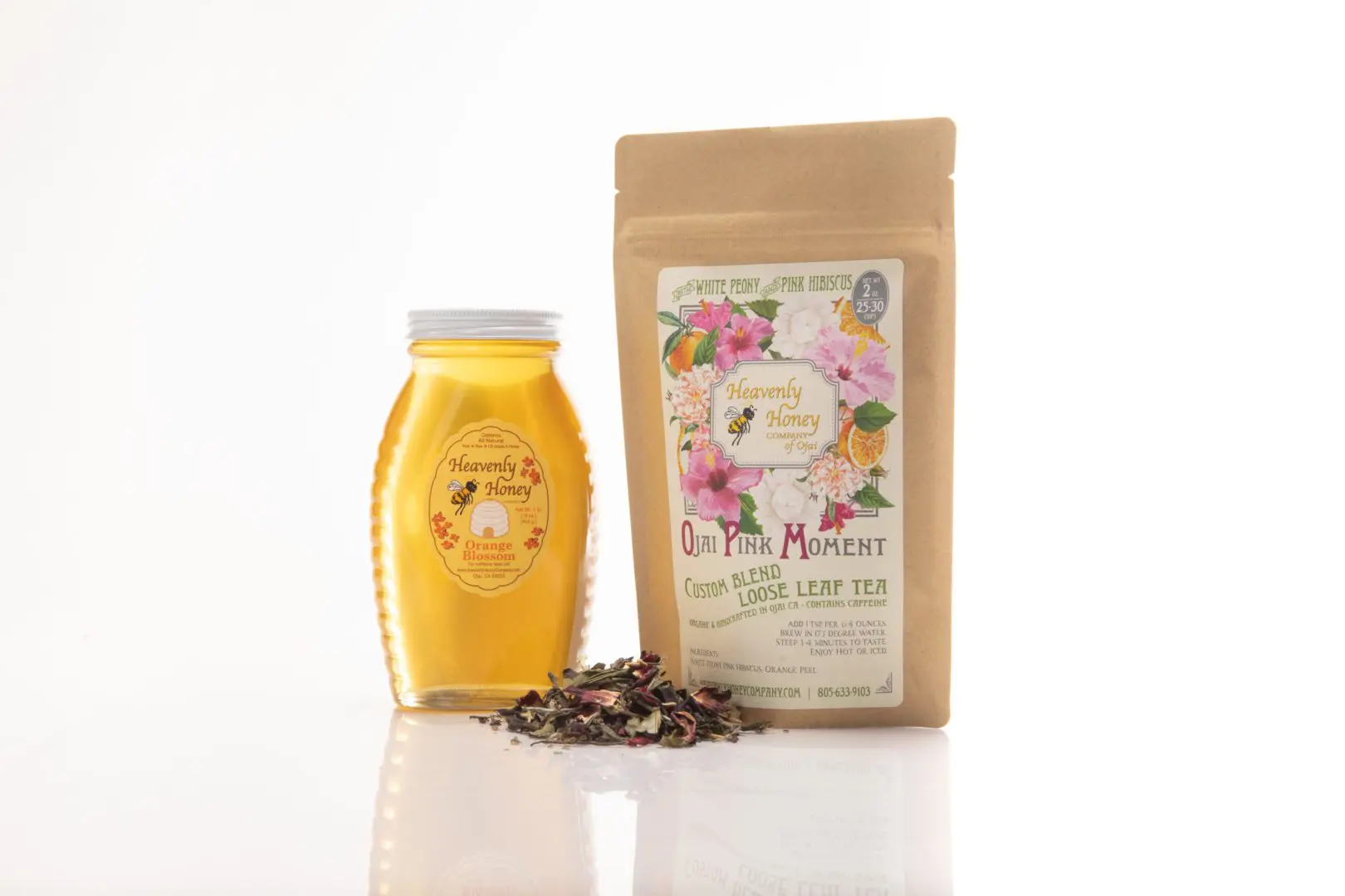 organic loose leaf hibiscus tea with orange blossom honey
