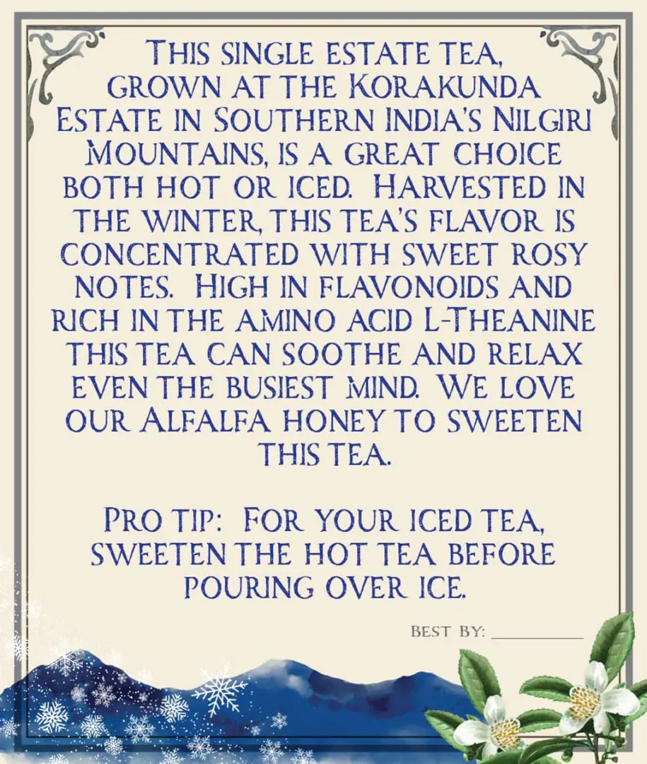 organic nilgiri black tea back