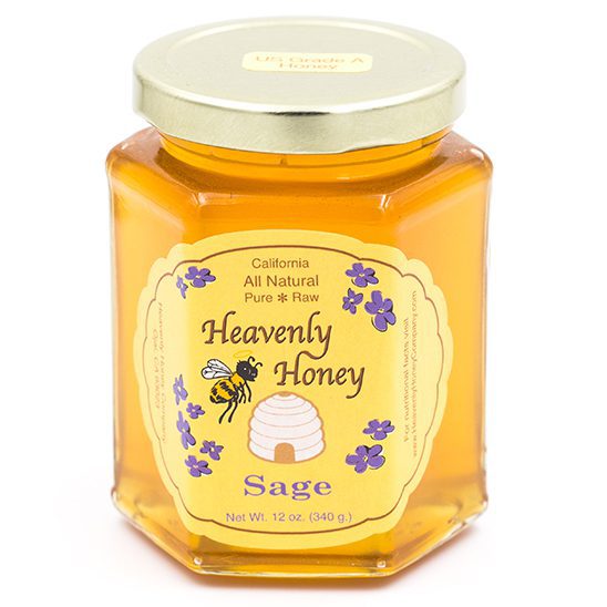 Sage Honey 12oz Hex Glass Jar | Heavenly Honey